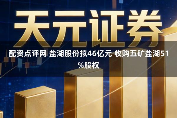 配资点评网 盐湖股份拟46亿元 收购五矿盐湖51%股权