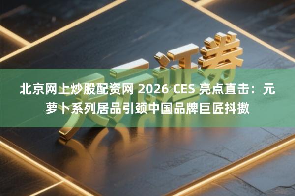 北京网上炒股配资网 2026 CES 亮点直击：元萝卜系列居品引颈中国品牌巨匠抖擞