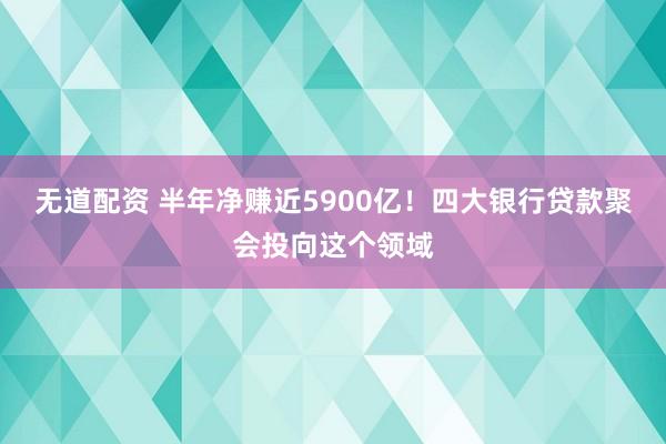 无道配资 半年净赚近5900亿！四大银行贷款聚会投向这个领域